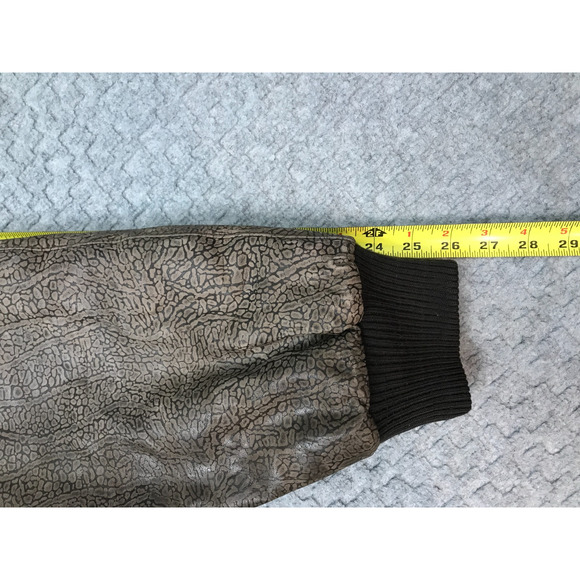 Vintage Members Only Leather Jacket Mens 46 Brown Bomber Hooded Quilted 90s - Picture 16 of 16